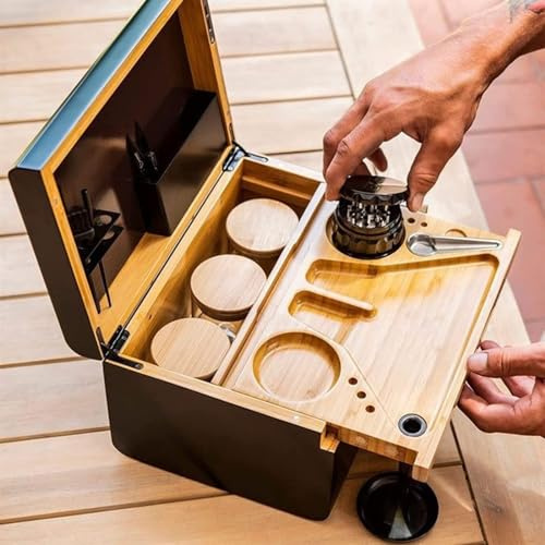 Caja de almacenamiento de bambú de alta calidad, cofre con cerradura con bandeja enrollable extraíble, caja de almacenamiento para organizar el hogar u oficina