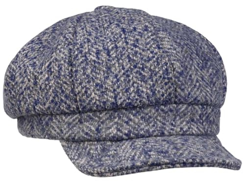 Lipodo Malona Ballonmütze Damen Wintermütze mit Wollanteil gefüttert Schirmmütze mit Stretchfutterband Baker-Boy-Mütze Herbst Winter blau-grau S (55-56 cm)