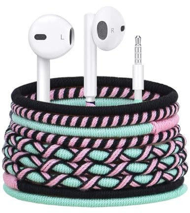 URIZONS Wired Colourful Headphones for Children - In-Ear Headphones with Wired Earphones Microphone and Remote Control In-Ear Headphones for Laptop Tablets Android Braided Thread Rainbow