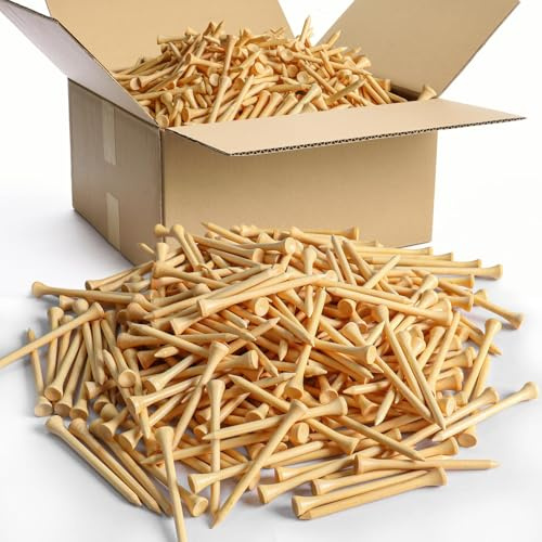 FINGER TEN Bambus Golf Tees Holz 2 3/4 3 1/4 Zoll 83mm 70mm Masse 250 500 1000 Zählen, Übung Golf Tee Holz für Männer Frauen Kinder (Natürlich, 500 Zählen (3 1/4 Zoll))