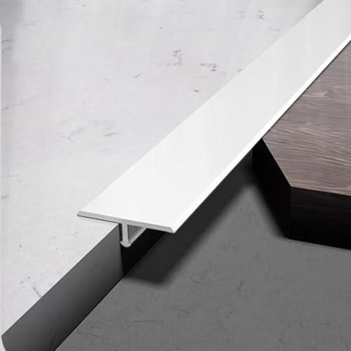 WJYWX Lot de 3 profilés de compensation en T en aluminium anodisé pour carrelage, stratifié/parquet (blanc mat, 25 mm x 0,9 m)