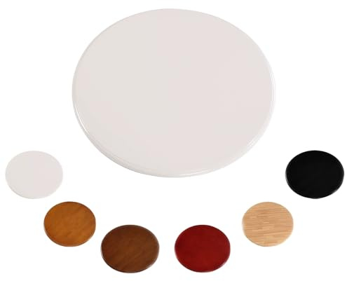 60cm 80cm Plateau de Service Rotatif En Bois Massif, Lazy Susan Plateau Rotatif Rond pour Table À Manger, Plateau Tournant En Bois Avec Base Silencieuse, Pour Les Dîners De Famille Et Les Fêtes(White,