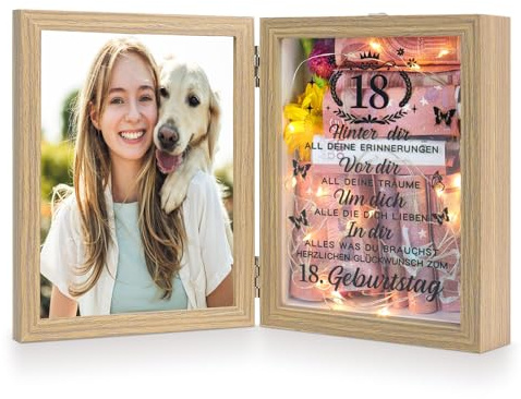 ZEEYUAN Geldgeschenke 18. Bilderrahmen Geschenke zum 18 Geburtstag Mädchen Junge Bilderrahmen 10x15 Geburtstag 18 Geburtstagsgeschenk Geld Rahmen Geschenkideen