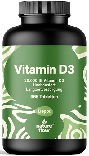Vitamin D3 hochdosiert 20000 IE – 365 Tabletten | vegan, produziert in Deutschland, laborgeprüft