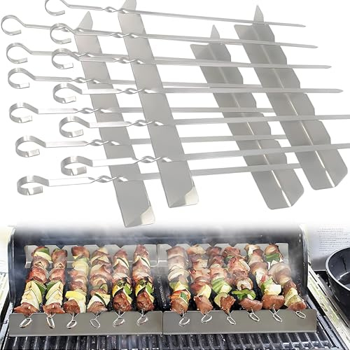 CXAFQ 16 st grillredskap, grillspett, innehåller 12 grillar och 4 grillar, rostfritt stålmaterial, korrosionsbeständigt, lämpligt för utomhusgrillscener