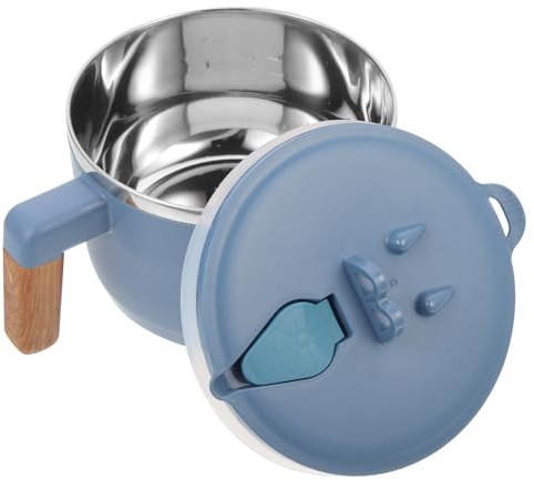 Holibanna Bol à Nouilles Isotherme Rond Acier Inoxydable Avec Poignée Bleu Foncé Bol Repas Portable Pour Nouilles Riz Et Fruits Cuisine Dortoir