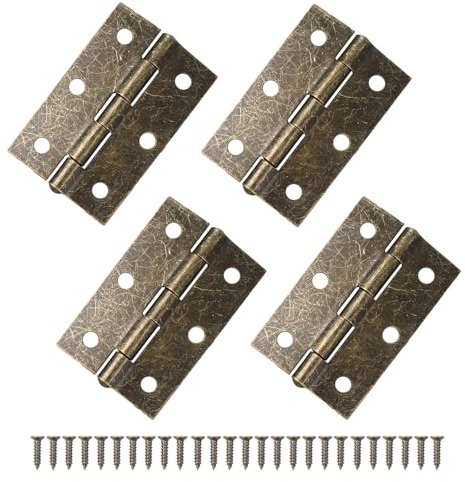 JJWNMLL 4 Stück Retro-Türscharniere, 75mm (3inch) Antike Bronze Scharniere | mit 24 antiken Scharnierschrauben, verdickte Klappscharniere, Wohnmöbel, Holztürscharniere für Außen- und Innentüren