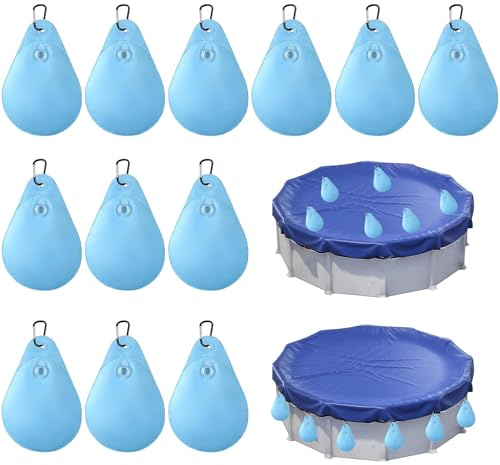 Pesi per Copertura Piscina,12 Pezzi Pesi per Coperture per Piscine,Pesi per La Copertura Della Piscina in PVC,Sacco D'acqua per Piscine Invernale