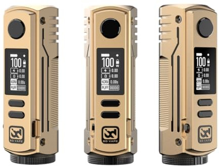 BD Vape Rayden 100 Mod 5-100 W Vape (Oro Champán) Pantalla a color de 0,96'' | Control deslizante de bloqueo | Modo de encendido/apagado | Batería 18650/21700 [Excluida] Original - No Nicotine