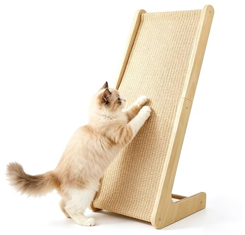 Rascador para gatos, tabla de rascar de 69 cm de alto para gatos de interior, poste rascador de sisal, almohadilla protectora para arañazos, muebles en forma de L para todos los gatos que juegan