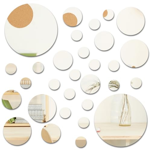 30 Stück Rund Acryl Spiegelzum Kleben, Runder Spiegel Kleben, Klebespiegel Für Die Wand, Spiegel Wandaufkleber, Spiegels Aufkleber, Spiegelplatte, Spiegelfolie Selbstklebend Möbel Spiegels Fliesen