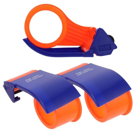 Uonlytech 3 Stück Transparente Klebebandabroller Großer Kunststoff Tape Cutter mit Ergonomischem Design Sicherer Haushaltstape für Kartonversiegelung und Beutelverschluss Leicht und