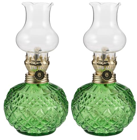 ELAYARD 2 Stück Vintage Petroleumlampe aus Klarglas Rustikale Öllampe mit Sturmlaterne für Innen und Außendekoration Notbeleuchtung und Camping