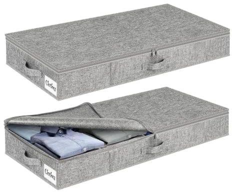 Xnqelerate 12cm Unterbett Aufbewahrungsbox, Unterbettkommode, Unterbett Aufbewahrung, 85x40x12 cm, Faltbare Kleideraufbewahrung für Kleidung, Bettwäsche, Steppdecke, Bettdecken, Grau