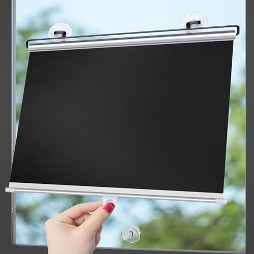40X60cm Saugnapfes Rollo Fenster Rollo,Sonnenschutz Verdunkelungsrollo mit Saugnäpfen,Einziehbarer Balkon Rollläden,Tragbare Temporäre Jalousien Ohne Bohren für Büro,Auto,Küche,Ohne Bohren