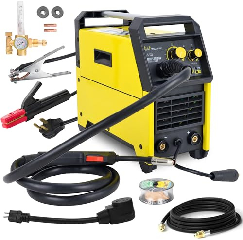Weldpro 155 Amp MIG Welder, 110V/220V 3 in 1 Welding Machine, Flux Core MIG/Gas MIG/MMA/Stick Welder, Welder Machine with Synergy, IGBT Inverter Portable Welder Equipment for Beginner