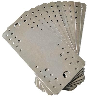OMIDEAS 10 x Piastra di Giunzione piana (210 x 90 x 2) Piastra di fissaggio, Connettore per legno, Lastrina di giunzione piatta, Piastra di montaggio multi foro zincata in acciaio