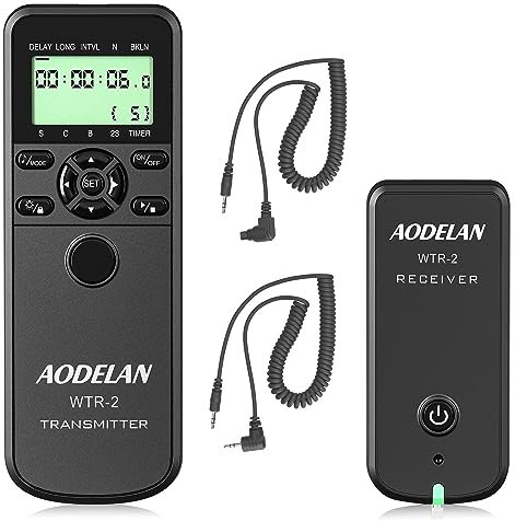 AODELAN WTR2 Kabelloser Fernauslöser Timer Kabelfernauslöser für Canon EOS R, ROS RP, 200D, 250D, 90D, 80D, 77D, 70D, 800D, 200D,7D, 5D Mark IV, EOS M6 Mark II
