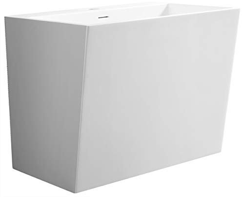 Bernstein Wand-Waschbecken TW18 50 x 35 x 40 cm Weiß Matt - Waschtisch aus Mineralguss Solid Stone - Quaderförmiges Hänge-Waschbecken für Aufsatz- und Unterputzarmatur Waschplätze