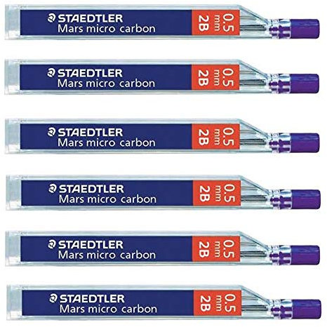 Staedtler Mars Micro Carbon 250 Bleistiftminen 0,5 mm 2B 6 Tuben/Packungen (72 Minen) 2B