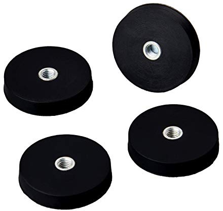 MUTUACTOR 4PC leistungsfähiger Neodym-Magnet mit gummiertem magnete wasserfest Innengewinde D32 * 6mm M5 des Kamera-Panels LED Multi Gebrauch-Magnetglas, magnetische ziehende Stärke 8.5KG
