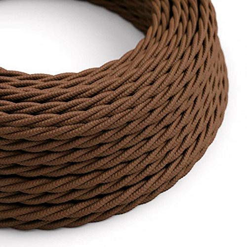 DC VOLTAGE 2 Conductor 3m Electrical Cable, Vintage Electrical Wire 2 Core Twisted Fabric Lamp Cord Retro Look for Modern Lighting Projects, DIY Lamps Pendant Lights Lighting Appliances (Brown - 3m)