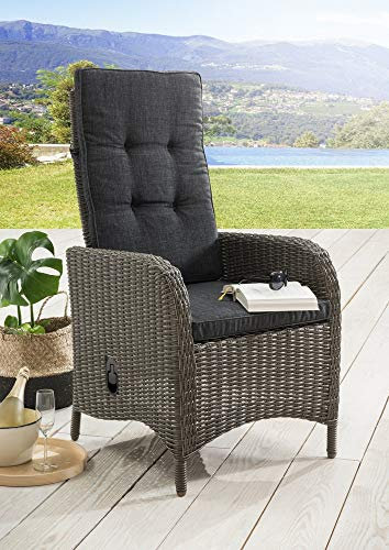Beauty.Scouts Outdoor Collar Edition DEST Hochlehner Ray Vintage grau, 60 x 62 x 110cm, Polster anthrazit, Gartensessel, Gartenstuhl, Garten, Balkonsessel, Balkonstuhl