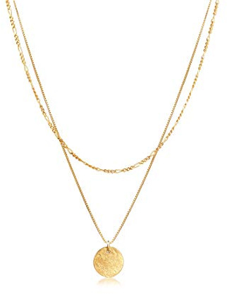 Elli Halskette Damen Layer Kette mit Plättchen Anhänger Boho 925 Silber | Vergoldet