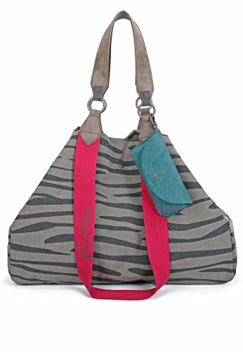 Fritzi Izzy Canvas Shopper Baumwollmix Damen Handtasche Festival City Beach vegan abnehmbares Brillenetui 36 x 50 x 16 cm – Schwarz, Rosa, Orange, Lila, Grün, Blau, Pink, Beige, Gelb