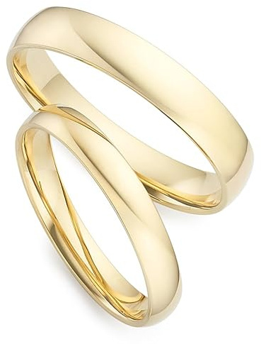 123traumringe Eheringe in 333 Gold I Edle Partnerringe mit Etui I Gravierbare Eheringe mit Ringgröße 50-72mm I Damenring in 3mm Breite + Herrenring in 4mm Breite & 1,3mm Stärke I P21/P22