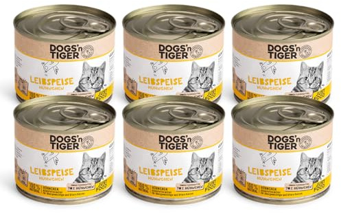 Dogs'n Tiger Leibspeise Nassfutter Katze, Huhn, 6X 200g | Katzenfutter nass, Alleinfutter, hoher Fleischanteil, getreidefrei, ohne Zuckerzusatz, ohne Konservierungsstoffe