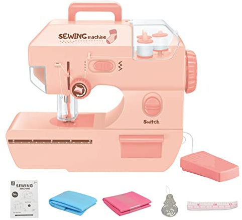 Yajimsa Sewing Machine for Beginners - Children's Sewing Machine Aged 8-12 Years, Portable Children's Sewing Machine with Two Speeds, Sewing Kit for Children, Girls, Household, Travel, Pink