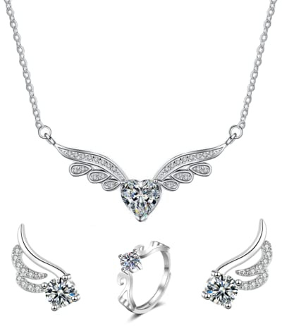 ankbrats Schmuckset Silber 925 Damen, Kette und Ohrringe Set mit Zirkonia, Hochzeitstag Geschenke für Frauen und Mädchen