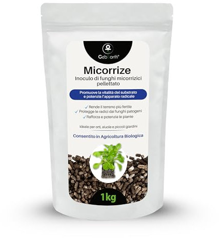 GebEarth® | Micorrize Naturali per Piante e Orto 1KG | Inoculo di Funghi Micorrizici che Stimolano le Radici, Proteggono e Rivitalizzano il Terreno | Con Trichoderma e Batteri Benefici.