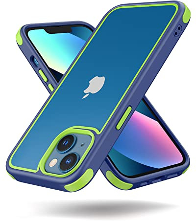 MobNano Cover Compatibile con iPhone 13/14, Sottile Antiurto AntiGraffio, Protettiva Custodia Compatibile con iPhone 13/14-6.1 Pollici - Blu/Verde