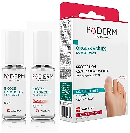 PODERM - LOT 3 PRODUITS | MYCOSE ONGLE TRAITEMENT PURIFIANT + BOOSTER - 2 Best Sellers pour soigner les ongles jaunes et abimés + CAPUCHON D’ORTEIL ONGLES ABIMÉS PAR MYCOSE | Taille L | Swiss Made