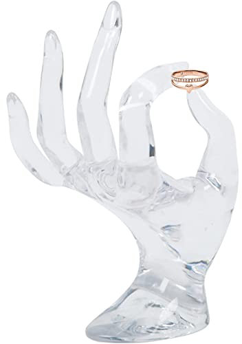 Brateuanoii Jewelry Display Schmuckhand, Schmuck Hand Form Ständer Ring Halskette Hand Rack Kette, Schmuckständer Hand OK Geste, Für Aufbewahrung von Ringen, Ohrringen, Armbändern(Transparent)