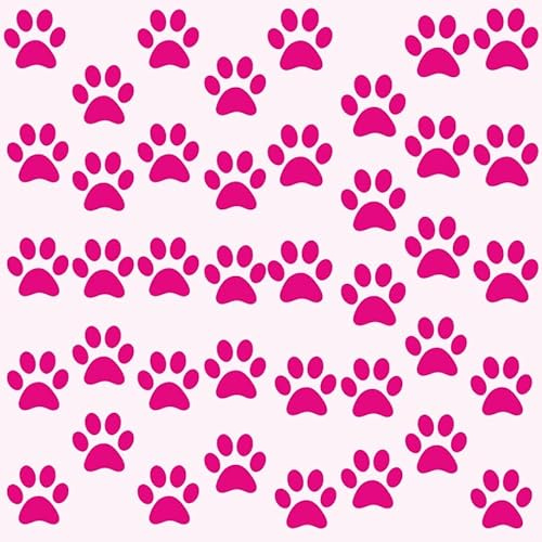 40 Bright Pink Paw Print cat Dog Vinyl Stickers Decals car Fridge Laptop Bins Walls Scrapbook