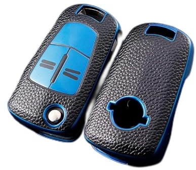 ontto Schlüsselhülle Autoschlüssel Hülle Passt für Vauxhall Opel Astra J H K Corsa D Insignia Vectra Zafira Signum Antigo Omega TPU Silikon Schlüsseletui Schutzhülle Schlüsselanhänger-Leder Blau