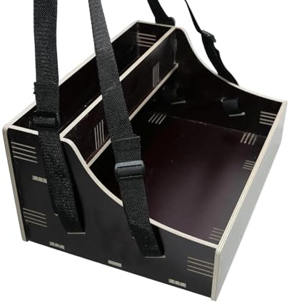 Holz Bauchladen schwarz/braun mit Oberlade 2 Gurte JGA Fete Catering 42 cm x 30 cm mit schwarzem Tragegurt