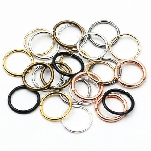 Farbige 3–16 mm einzelne runde Biegeringe aus Metall, geteilte Ringe, Verbinder für DIY-Schmuckherstellung, Halskette, Armband, Zubehör, gemischte Farbe, 14 mm, 50 Stück