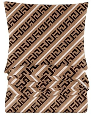 Cotton Market - Parure de lit 160x220 cm – Coton Microfibre – Ensemble 3 pièces – Housse de Couette 160x220 cm et 2 taies d’Oreiller 70x80 cm – Motif, Brun et Noir
