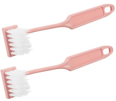 Brosse WC Incurvée S, Lot de 2 Pièces, Poignée Crochet | Plastique Rose Robuste, Design Ergonomique Pliable, Trou Suspendu pour Rangement Facile, Salle Bain