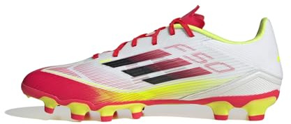 adidas Unisex F50 League Football Boots Multi Ground, FTWR White/core Black/solar Yellow, 44 2/3 EU