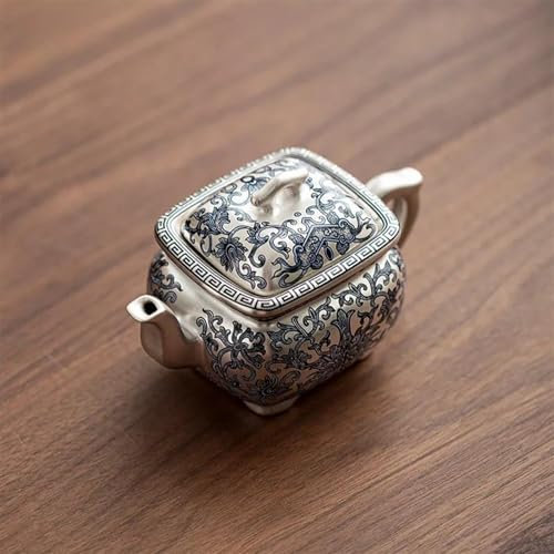 GaRcan Teteras Tetera Plata Dorada Tetera Color Esmaltada Hecha Mano Pura Juego Té Cerámica Kung Fu Para Hogar Regalo Cuadrado Estilo Chino Juego De Tetera Y Taza De Navidad, GaRcan-2501