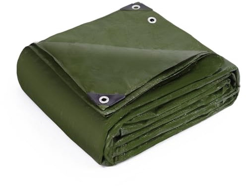 Keplin 3x3m Waterproof Tarpaulin Cover Sheet 90GSM, Heavy Duty, Mould-Resistant, Easy to Wash - PE Material, Reinforced Edges with Metal Eyelets, Green