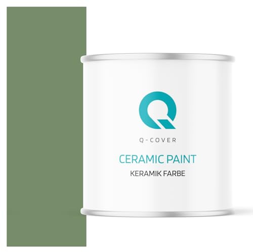Q-COVER Keramik Farbe 2L (ca.14m²) Dunkelgrün Wandfarbe Innenfarbe Abwaschbar Klasse 1 Mattfarbe Deckenfarbe Scheuerfest Küche Bad Treppen Ceramic Hohe Deckkfraft
