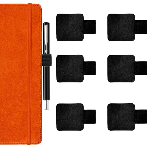 Gebrazy Stiftschlaufe Selbstklebend,6 Stück Stiftschlaufe Schwarz,Pen Holder für Tagebuch,PU Leder Pen Holder für Tagebuch mit Elastische Schlaufe für Tablet, Tagebuch, Kalender, Notizbuch.