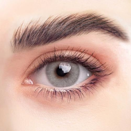 EHLEIN farbige Kontaktlinsen - SILBERGRAU- 2 Stk. inkl. gratis Behälter - graue Kontaktlinsen - farbige Monatslinsen - natürliches Design - hoher Deckkraft (SILBERGRAU, 1 Paar (2 Stück), -2.25)