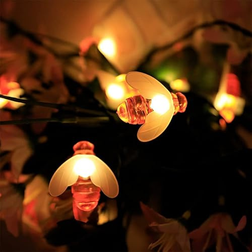 ZJchao Solar Bienen Lichterkette, 5 m Wasserdicht 20 LEDs Lichterkette Hummelform Deko Licht Gartendekoration Honigbiene Außenbeleuchtung für Rasen Sommerparty Zuhause Weihnachten